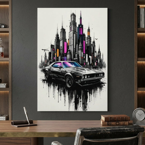 Neon Skyline Legends Canvas Wall Art